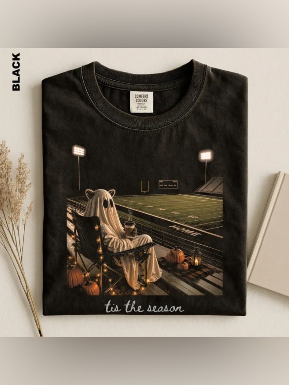 Comfort Colors Tis The Season T-Shirt, Ghost Football Game Day Graphic Tee